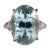 Vintage 10.76ct Art Deco Blue Zircon Platinum Diamond Ring