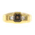 Estate 18k Yellow Gold Natural Orange Brown Asscher & 2 Emerald Cut Diamond Ring