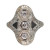 Art Deco 1940's Old Euro Cut Diamond Pierced Engraved 14k White Gold Enamel Ring
