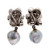  Gray Blue Baroque  Pearl White Gold Earrings 