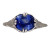 Vintage Engagement Ring 1.77ct European Cut Oval Sapphire 14k White Gold Deco