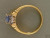Estate 14k Yellow Gold Oval Light Blue Sapphire Round Diamond "V" Pattern Ring