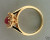  Estate .75ct Red Marquise Ruby & Round Full Cut Diamond 14k Yellow Gold Ring