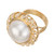 Mobe Pearl and Diamond Swirl Ring in 18k Yellow Gold, 1960s