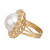Mobe Pearl and Diamond Swirl Ring in 18k Yellow Gold, 1960s