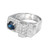 1.00 Carat Round Blue Sapphire Pave Diamond Platinum Band Ring
