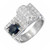 1.00 Carat Round Blue Sapphire Pave Diamond Platinum Band Ring