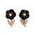 Vintage Pin & Earrings Set 1900 14k Yellow Gold Onyx Natural Akoya Pearl Pierced