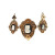 Estate 1860 14k Rose Gold Hardstone Akoya Pearl Black Enamel Earrings Pin Set
