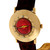 1950 LeCoultre Custom Colored Vivid Red Dial 14k Yellow Gold Strap Watch 