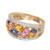 2.70 Carat Multi Color Pear Sapphire Diamond Gold Band Ring