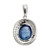 Cabochon Ceylon Oval Sapphire & Round Diamond Pendant 18k White Gold