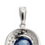 Cabochon Ceylon Oval Sapphire & Round Diamond Pendant 18k White Gold