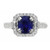 2.87 Carat Blue Sapphire Diamond Halo Platinum Engagement Ring
