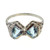 Art Deco 1.00 Aqua Diamond  White Gold Double Triangle Filigree Ring