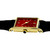 Baume & Mercier Ladies Gold Tank Strap Watch Vivid Red Dial 