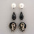 Vintage Crystal Shell Black Diamond 18k White Gold Earrings Black Spinel Pearl