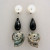 Vintage Crystal Shell Black Diamond 18k White Gold Earrings Black Spinel Pearl