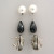 Vintage Crystal Shell Black Diamond 18k White Gold Earrings Black Spinel Pearl