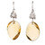 Swirl Faceted Natural 43ct Lemon Quartz 14k White Gold Diamond Dangle Earrings
