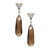 Vintage 1950 14k White Gold Diamond Dangle Earrings with .49cts Smoky Quartz Briolettes