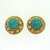 Persian Turquoise Yellow Gold Clip Post Earrings 