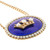Cobalt Blue Enamel Natural Pearl Gold Victorian Crown Pendant Necklace