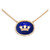 Cobalt Blue Enamel Natural Pearl Gold Victorian Crown Pendant Necklace