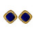 Vintage 1960 Natural Blue Lapis 14k Yellow Textured Gold Diamond Earrings 