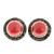 Retro 1950 Untreated Red Coral Black Onyx Certified 18k Yellow Gold Earrings