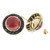 Retro 1950 Untreated Red Coral Black Onyx Certified 18k Yellow Gold Earrings