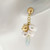 Vintage Textured 18k Yellow gold Freshwater Pearl Blue Calcedony Dangle Earrings