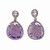 Amethyst Micro Pave Diamond Halo Gold Dangle Earrings