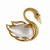 Estate Swan Pin 14k Yellow Gold Mobe Pearl Body Sapphire Eye