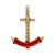 Estate Natural Orange Coral Anchor 14k Yellow Gold Pendant Enhancer 