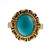 Vintage Estate 1960 Natural Turquoise 18k Yellow Gold Ring