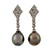 Estate Tear 9.5mm Black Cultured Pearl 14k White Gold Diamond Dangle Earrings 