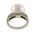 Vintage Natural Color White South Sea Cultured Pearl Ring 18k White Gold Diamond