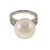 Vintage Natural Color White South Sea Cultured Pearl Ring 18k White Gold Diamond