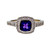 Estate KRI Checkerboard Amethyst 1.50ct 14k White Gold Diamond Ring