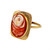 Vintage Hand Carved Flower Shell Cameo 9k Yellow Gold English Ring 