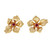 Vintage Retro 1940 14k Yellow Gold .30ct Ruby Flower Earrings
