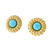 Vintage 1970 Turquoise Sunflower 18k Yellow Gold Clip Post Earrings 