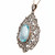 15.10 Carat Oval Aquamarine Diamond Silver Gold Art Deco Pendant Necklace