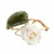 Estate Natural Coral & Jade Flower Pin 14k Yellow Gold