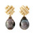 Estate Baroque Black South Sea Cultured Pearl Dangle Earrings 14k Yellow Gold 