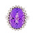 Amethyst Domed Faceted Ring Diamond Halo 14k White Gold