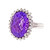 Amethyst Domed Faceted Ring Diamond Halo 14k White Gold