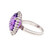 Amethyst Domed Faceted Ring Diamond Halo 14k White Gold