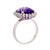 Amethyst Domed Faceted Ring Diamond Halo 14k White Gold
